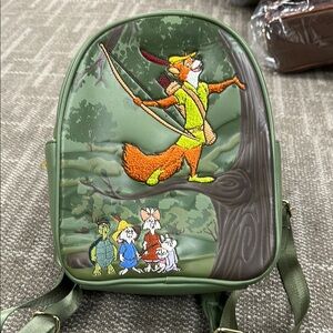 Green Backpack with Robin Hood Design